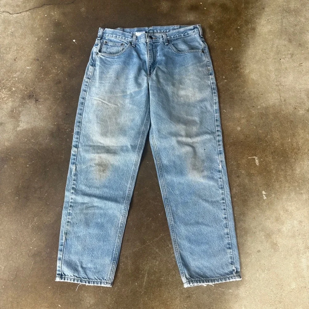 Carhartt B17 Relaxed Fit Jeans Mens 36x30 Blue Fair Distressed Workwear Denim